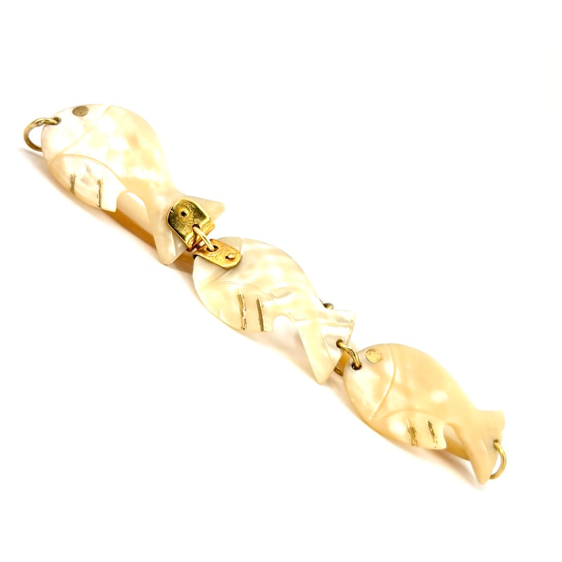 Bracciale pesci madreperla e oro giallo; 9.95 gr - 19 cm