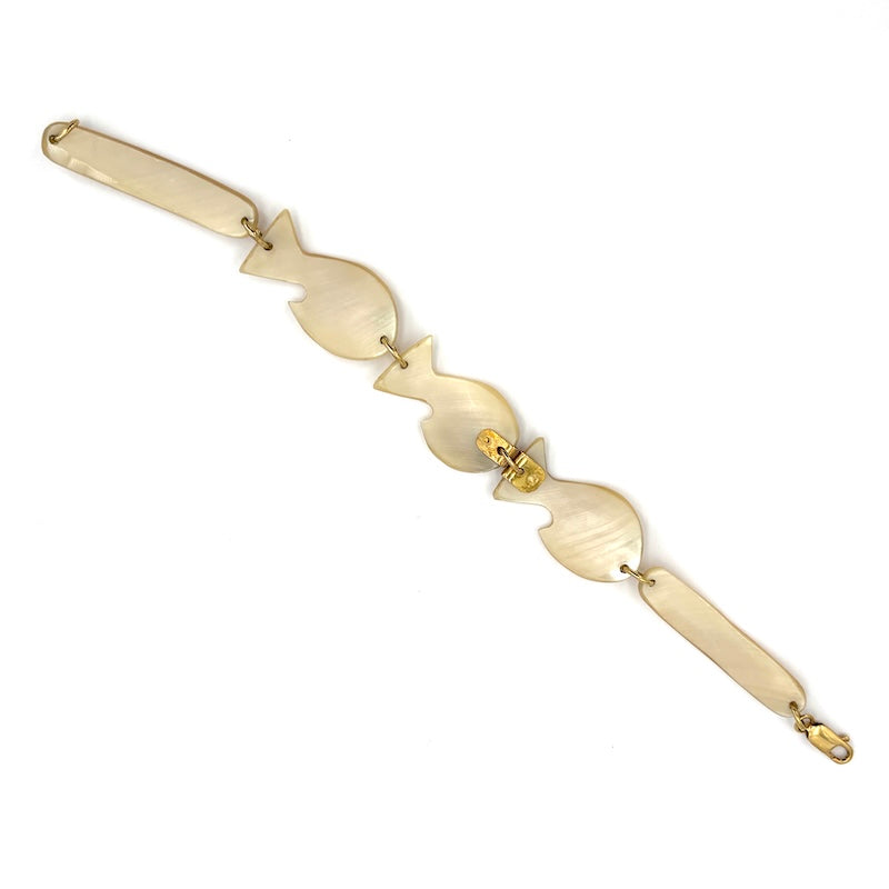 Bracciale pesci madreperla e oro giallo; 9.95 gr - 19 cm