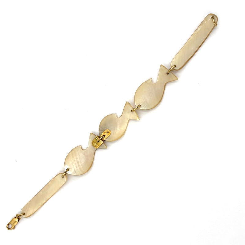 Bracciale pesci madreperla e oro giallo; 9.95 gr - 19 cm