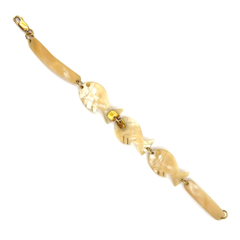 Bracciale pesci madreperla e oro giallo; 9.95 gr - 19 cm