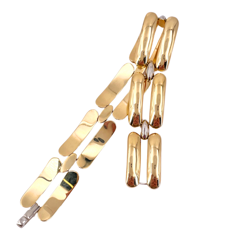 Bracciale polsino doppio barrette oro; 31.7 gr