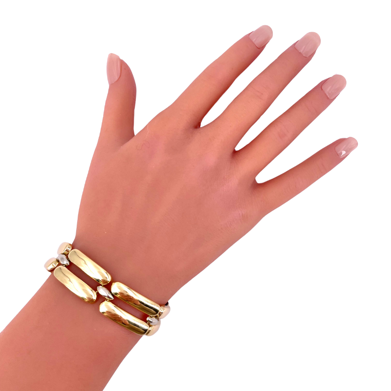 Bracciale polsino doppio barrette oro; 31.7 gr