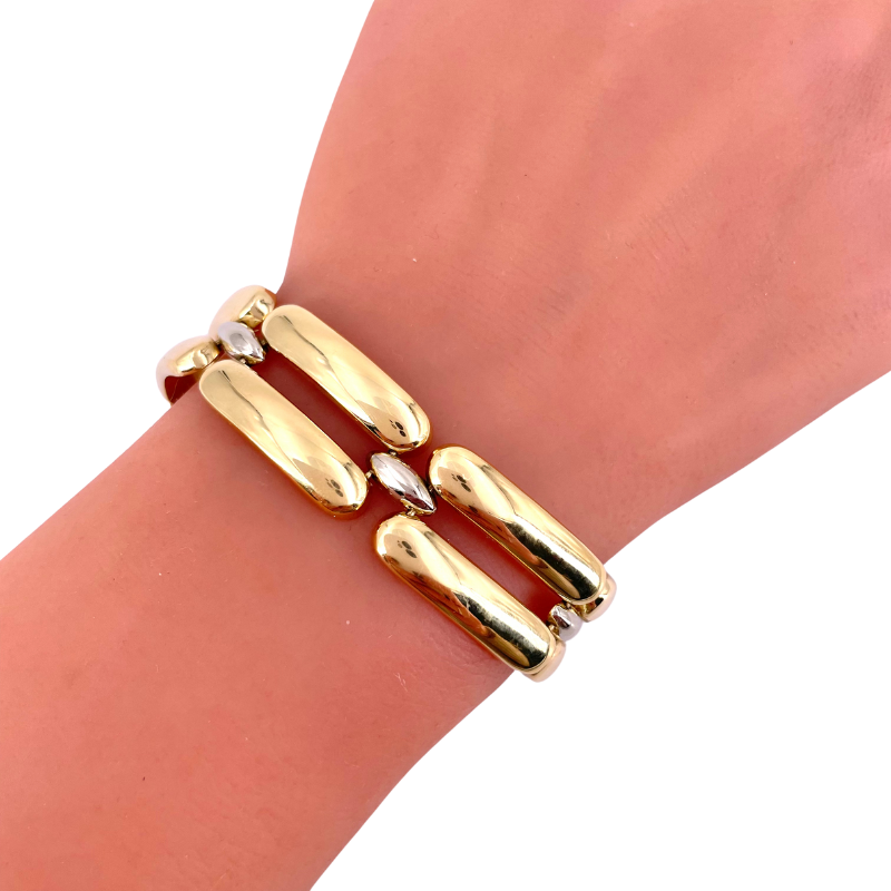 Bracciale polsino doppio barrette oro; 31.7 gr