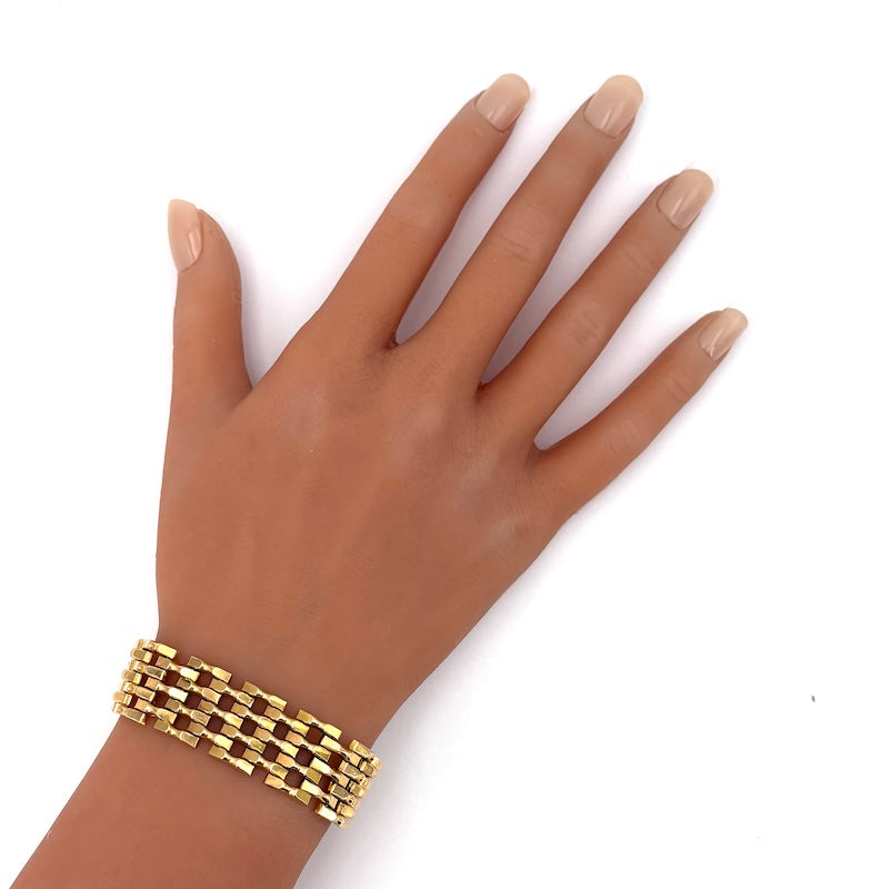 Bracciale polsino vintage oro giallo; 38 gr - 18 cm