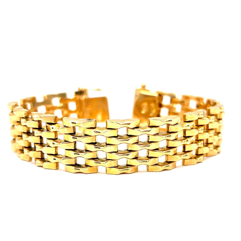 Bracciale polsino vintage oro giallo; 38 gr - 18 cm