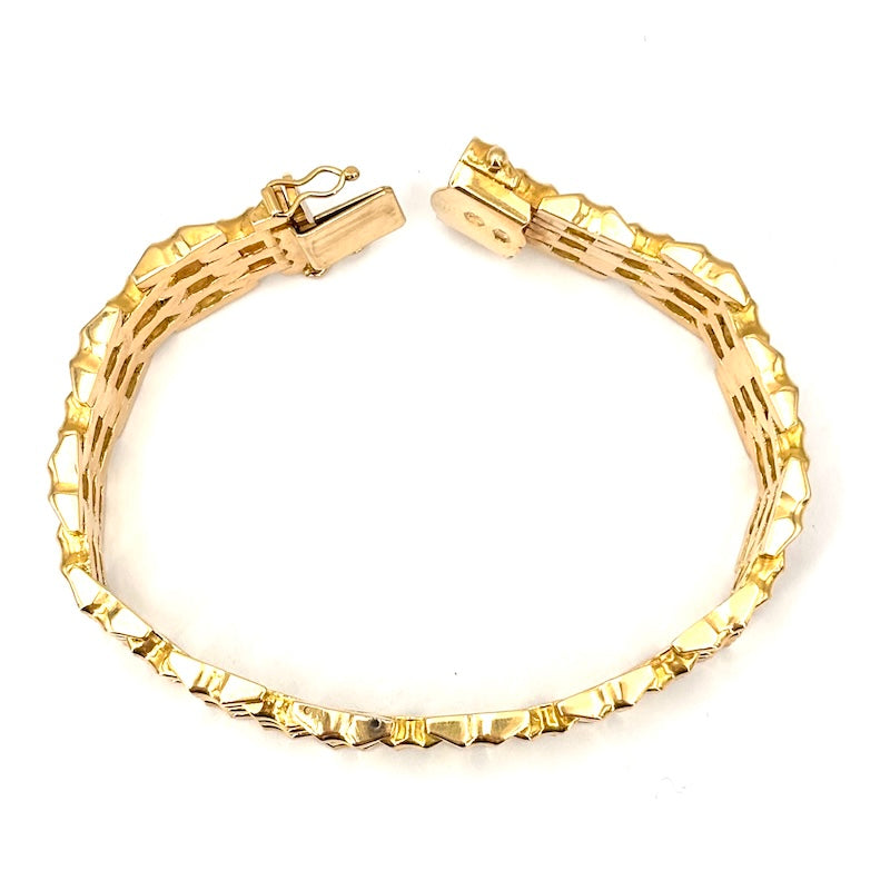 Bracciale polsino vintage oro giallo; 38 gr - 18 cm