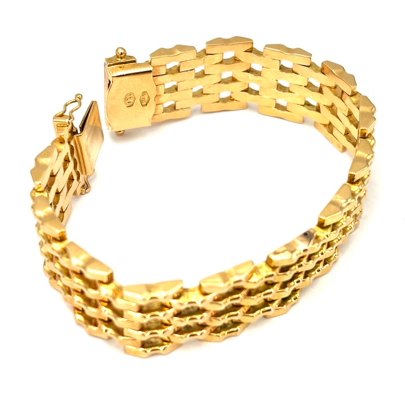 Bracciale polsino vintage oro giallo; 38 gr - 18 cm