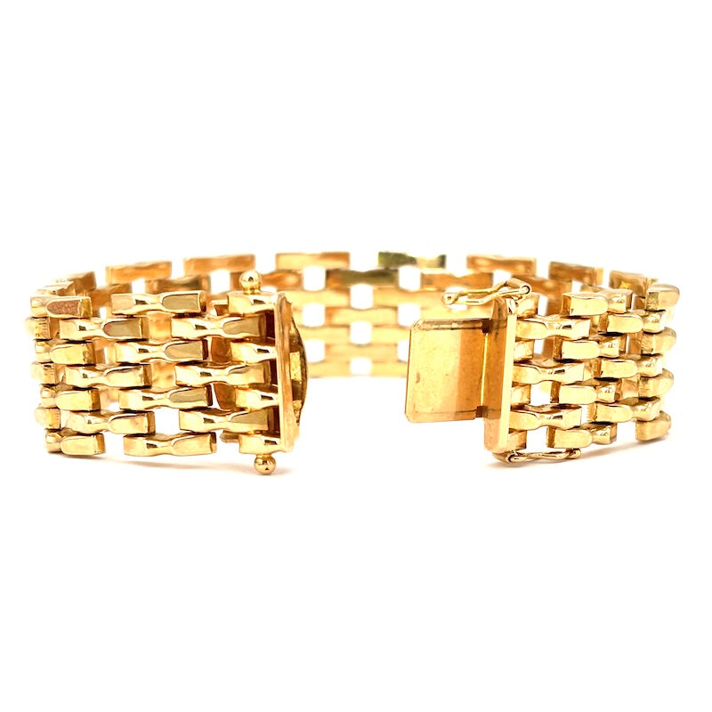 Bracciale polsino vintage oro giallo; 38 gr - 18 cm