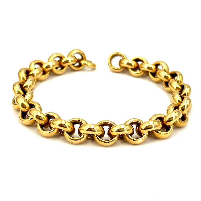 Bracciale rollò catena grossa oro giallo; 23.99 gr - 22 cm