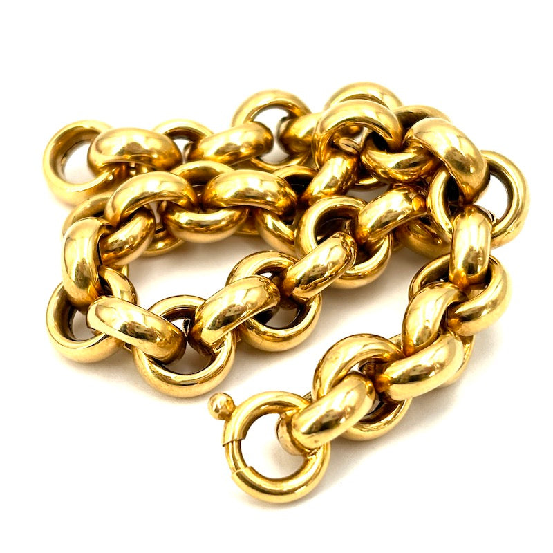 Bracciale rollò catena grossa oro giallo; 23.99 gr - 22 cm