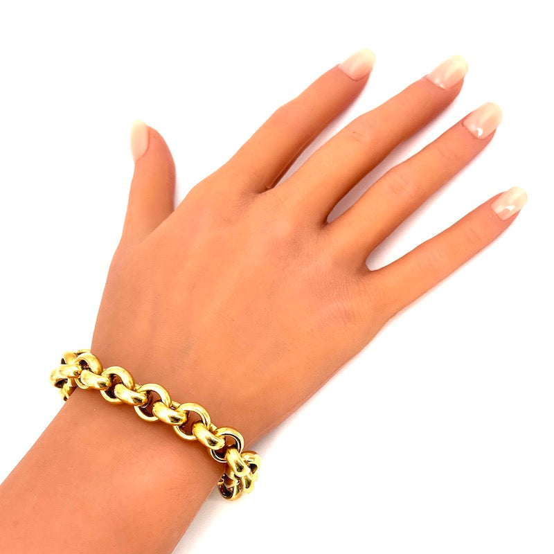 Bracciale rollò catena grossa oro giallo; 23.99 gr - 22 cm