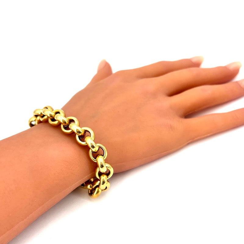 Bracciale rollò catena grossa oro giallo; 23.99 gr - 22 cm