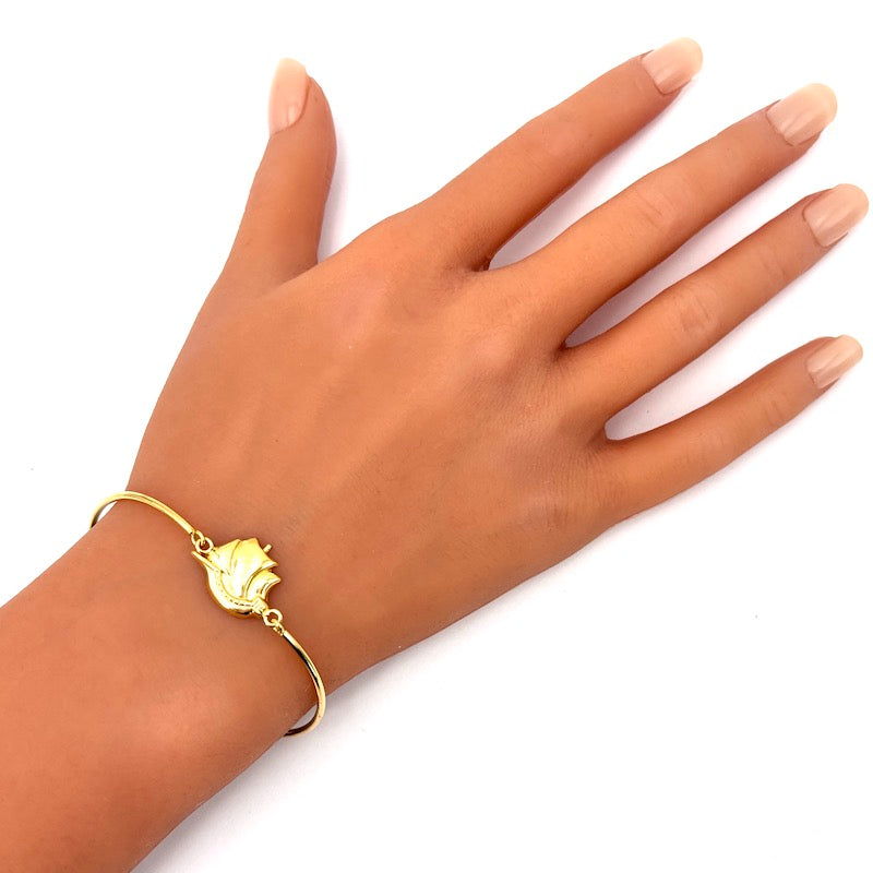 Bracciale semirigido veliero, oro giallo; 3.52 gr