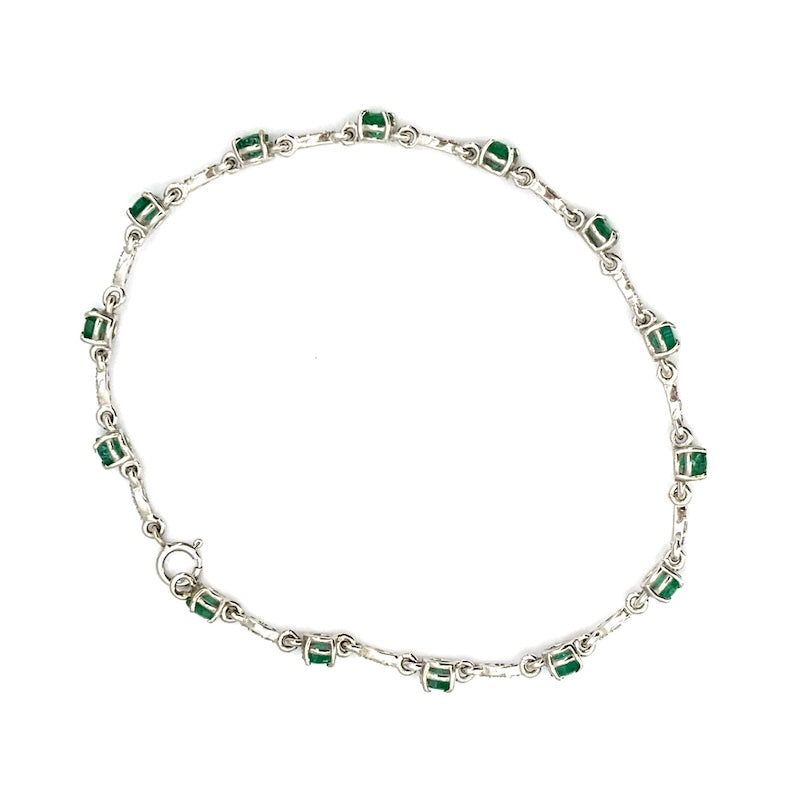 Bracciale smeraldi - 2.89 ct - brillanti - 0.56 ct - e oro; 5.67 gr