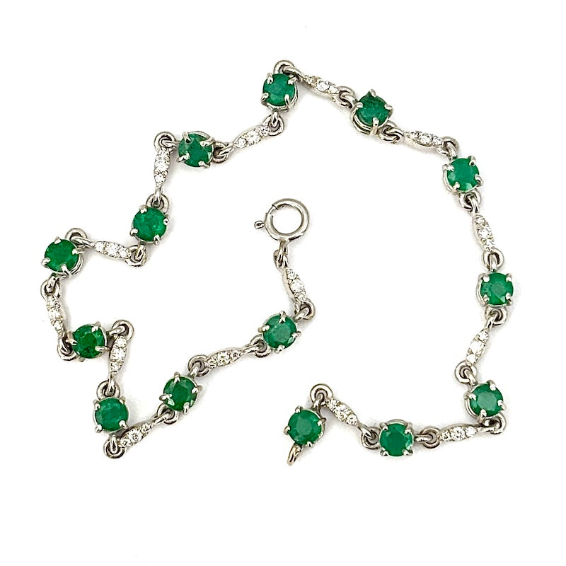 Bracciale smeraldi - 2.89 ct - brillanti - 0.56 ct - e oro; 5.67 gr