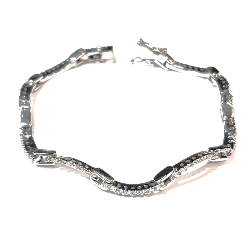 Bracciale tennis onde oro bianco e brillanti - 0.30-0.40 ct; 10.5 gr - 15.3 cm