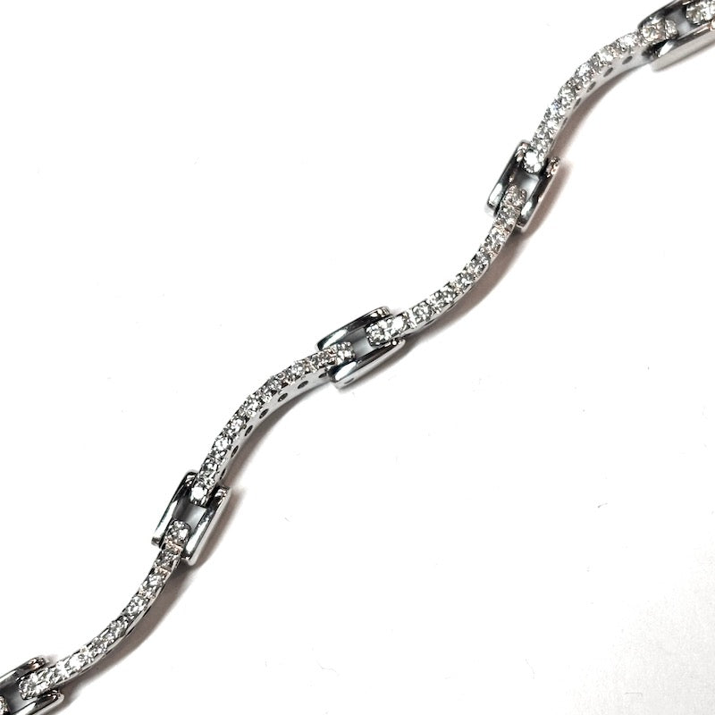 Bracciale tennis onde oro bianco e brillanti - 0.30-0.40 ct; 10.5 gr - 15.3 cm