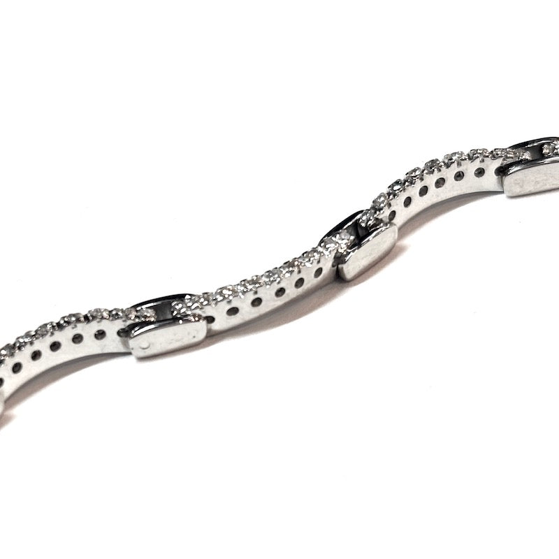 Bracciale tennis onde oro bianco e brillanti - 0.30-0.40 ct; 10.5 gr - 15.3 cm