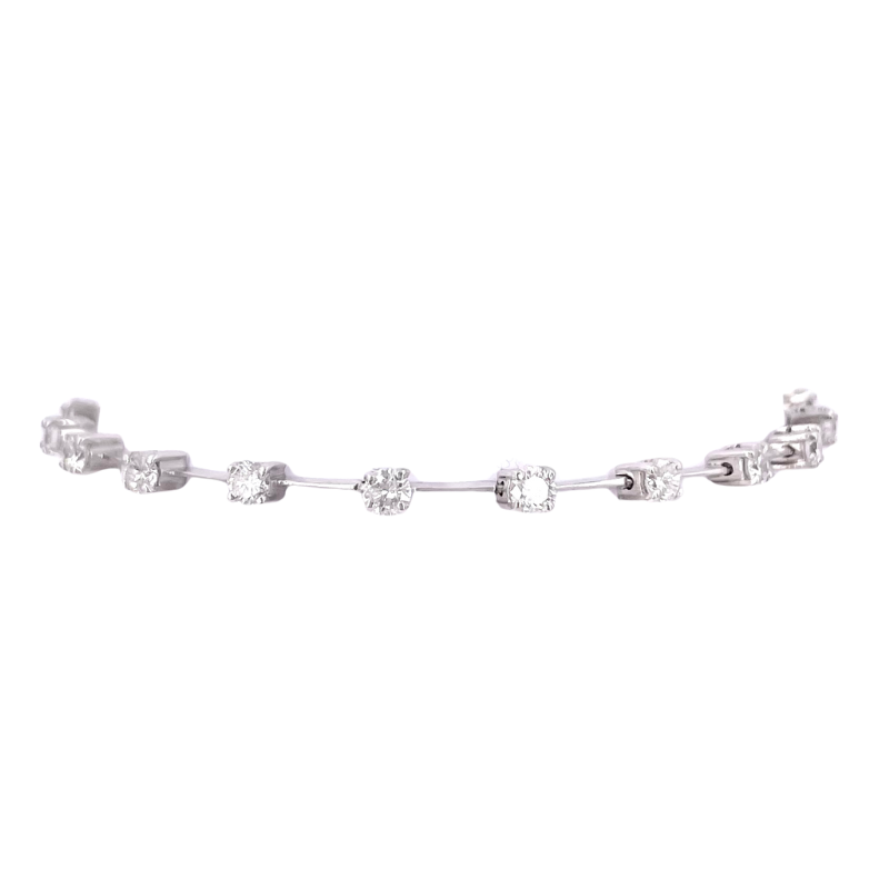 Bracciale tennis oro bianco barrette e solitari; 1.80-2.00 ct; 6.94 gr