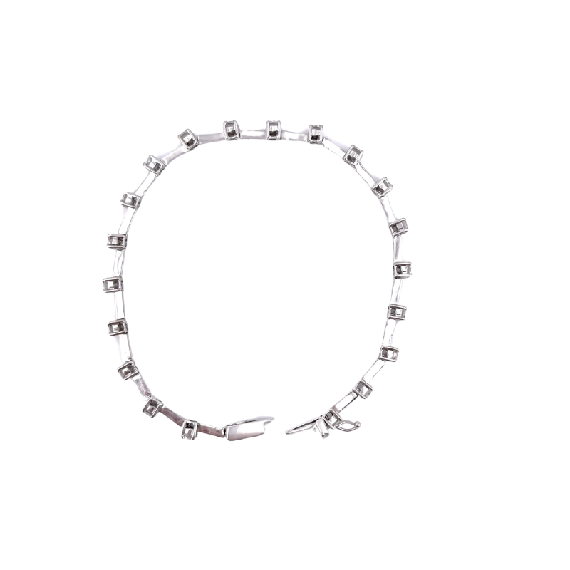 Bracciale tennis oro bianco barrette e solitari; 1.80-2.00 ct; 6.94 gr