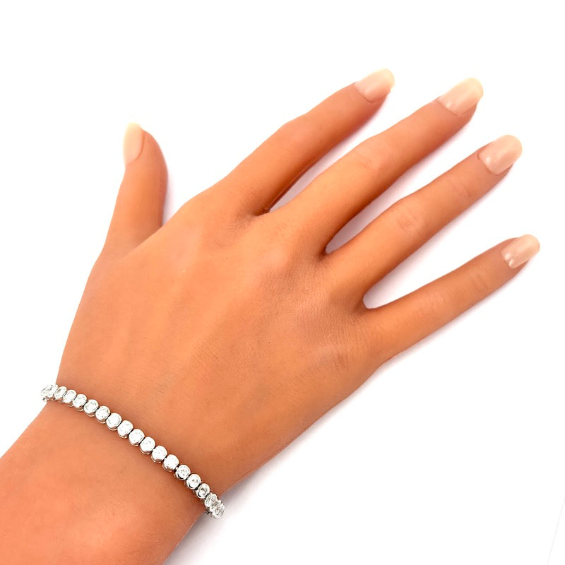 Bracciale tennis oro bianco e brillanti - 5.49 ct; 15.76 gr - 17.5 cm