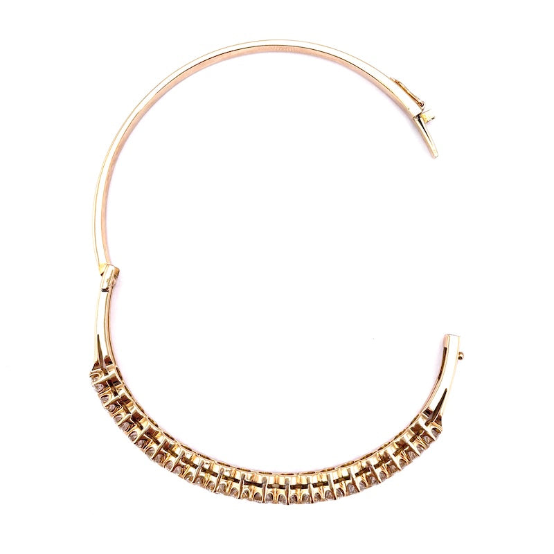 Bracciale tennis rigido oro giallo e brillanti; 16.6 gr