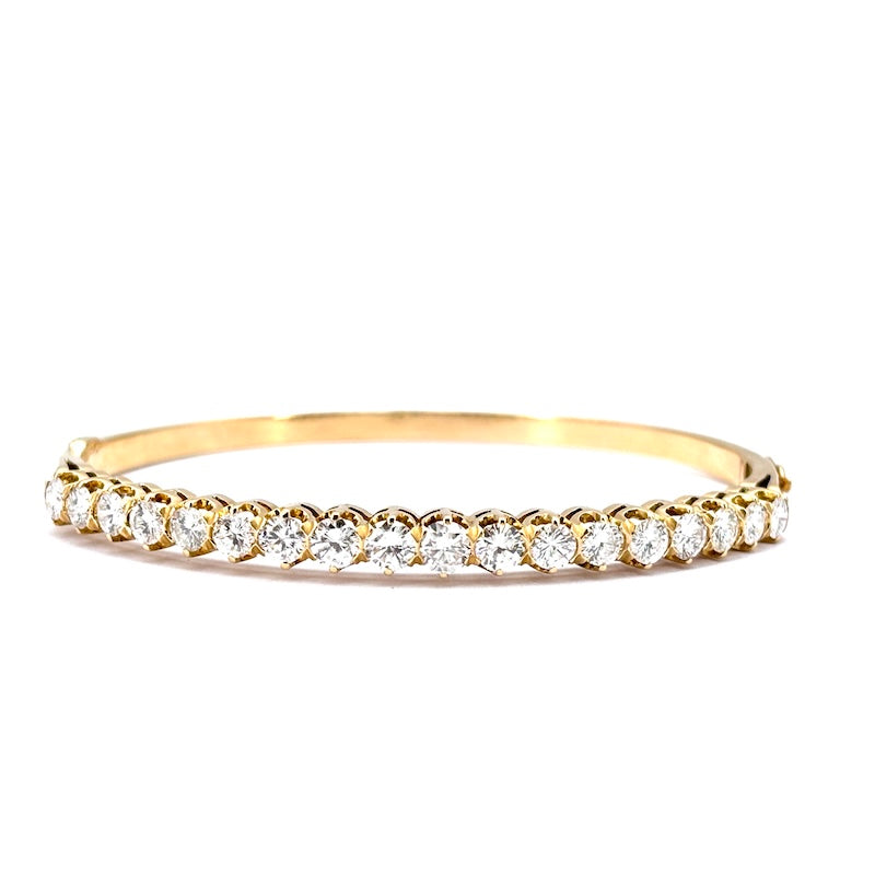 Bracciale tennis rigido oro giallo e brillanti; 16.6 gr