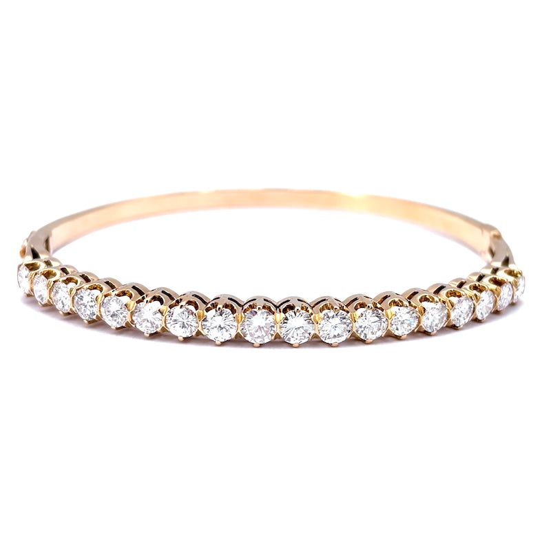 Bracciale tennis rigido oro giallo e brillanti; 16.6 gr