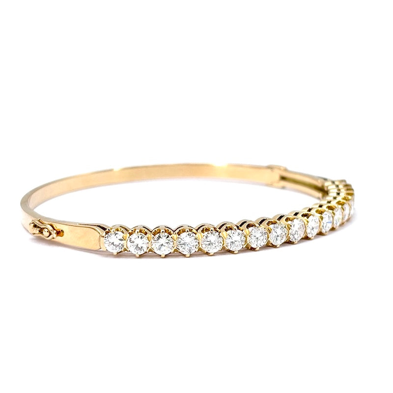 Bracciale tennis rigido oro giallo e brillanti; 16.6 gr