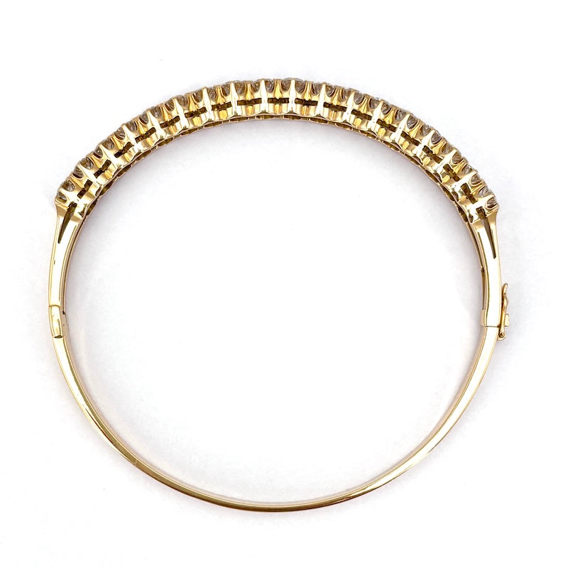 Bracciale tennis rigido oro giallo e brillanti; 16.6 gr
