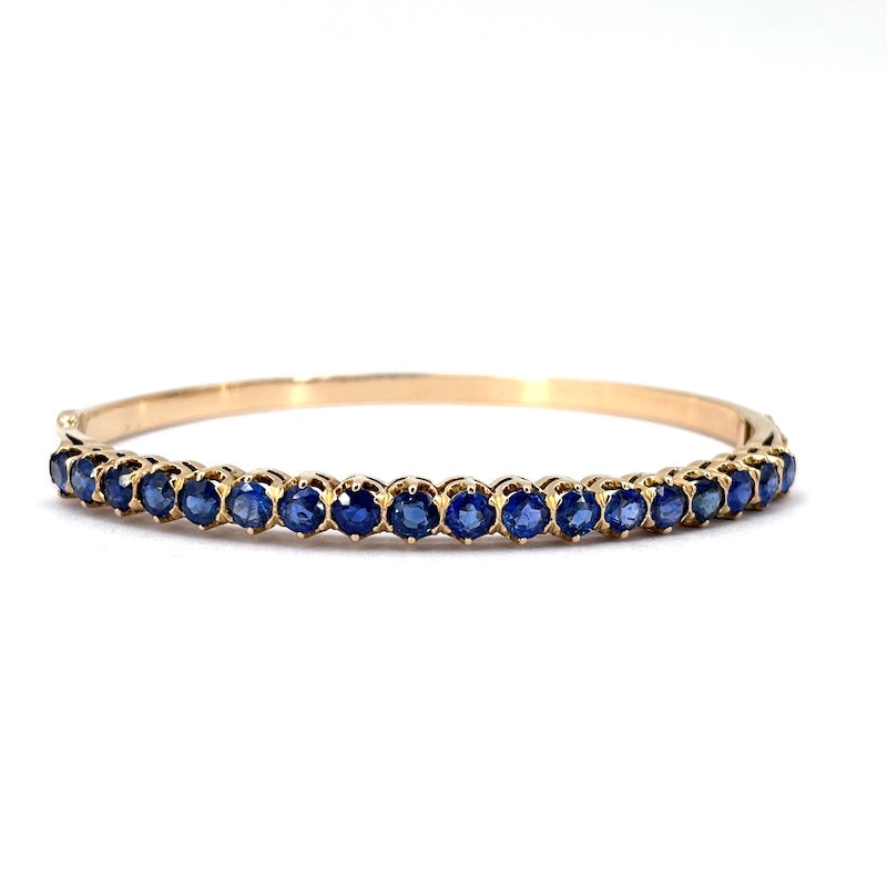Bracciale tennis rigido oro giallo e zaffiri; 16.78 gr