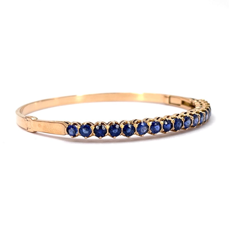 Bracciale tennis rigido oro giallo e zaffiri; 16.78 gr