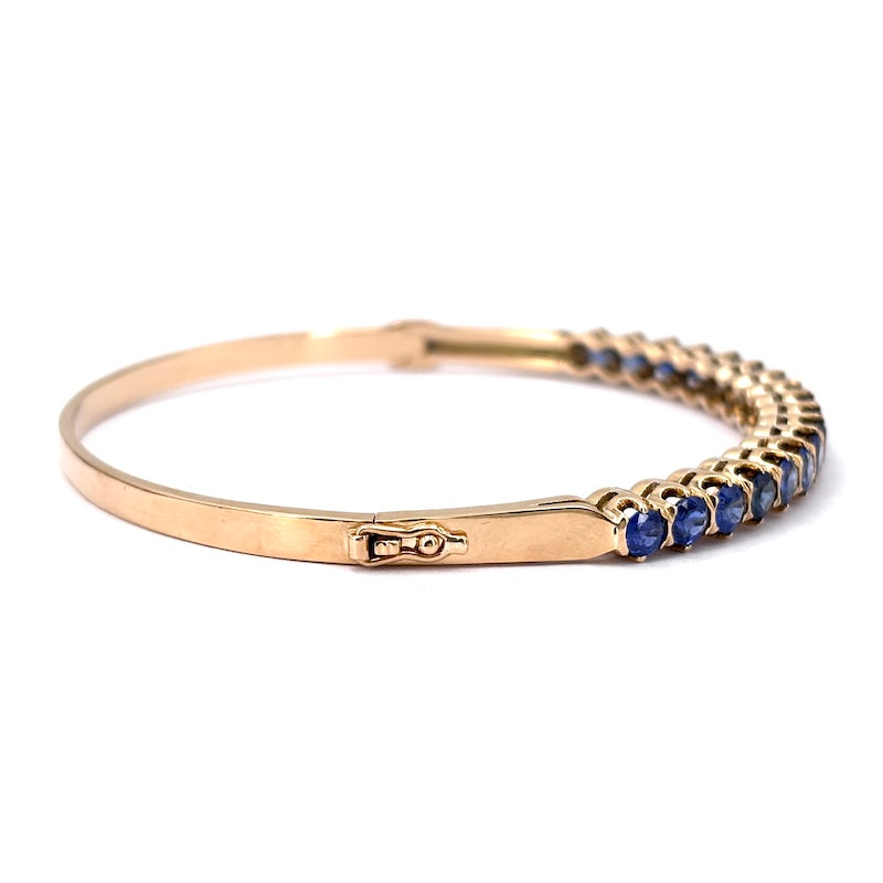 Bracciale tennis rigido oro giallo e zaffiri; 16.78 gr