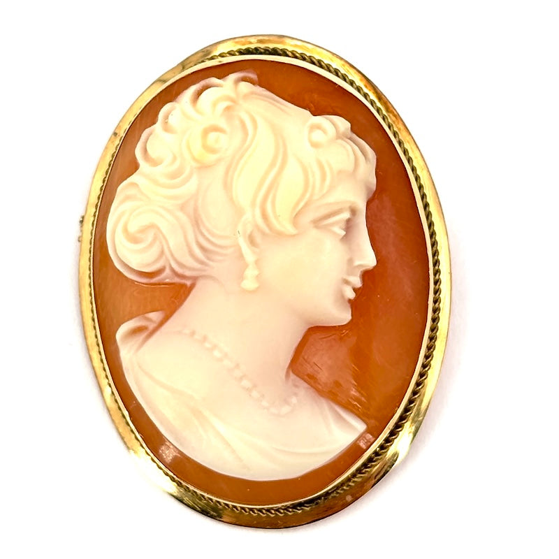 Ciondolo-spilla cammeo e oro; 5.39 gr