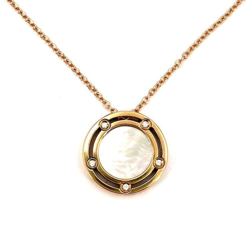Ciondolo Damiani D Side, madreperla, oro rosa e brillanti; 5.56 gr