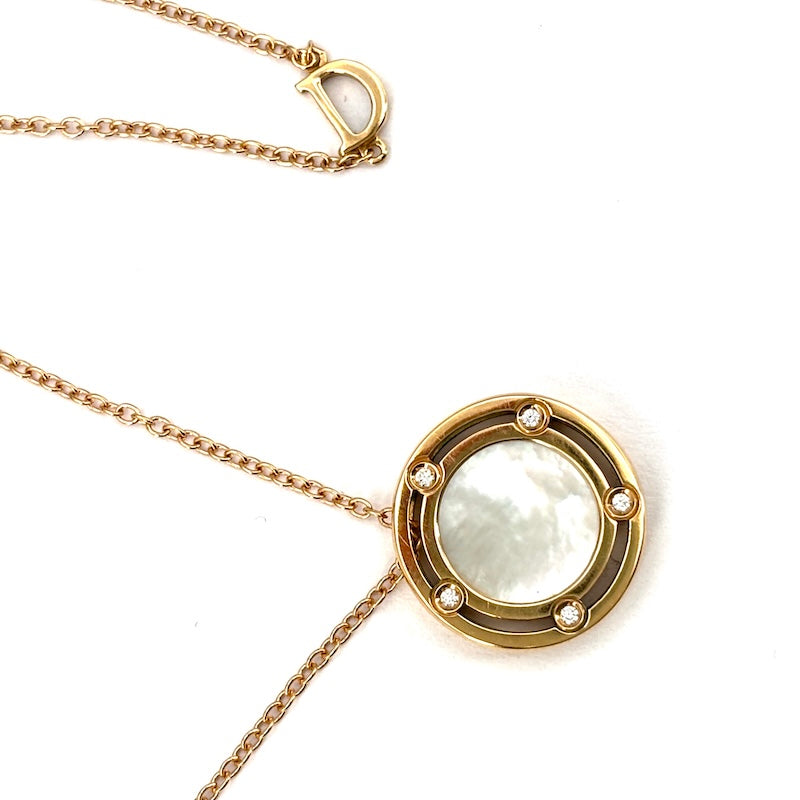 Ciondolo Damiani D Side, madreperla, oro rosa e brillanti; 5.56 gr