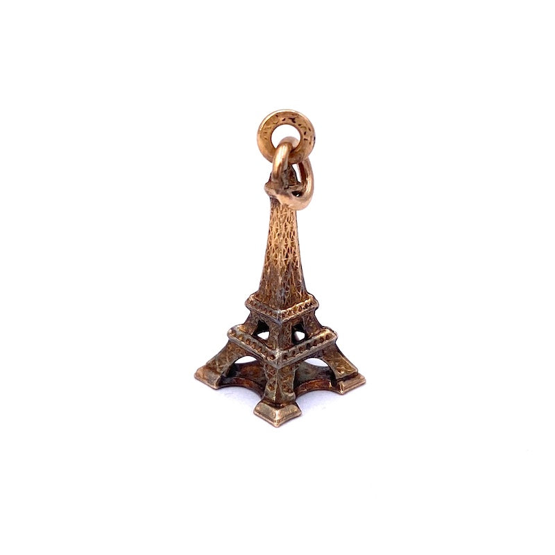 Ciondolo Tour Eiffel charm inglese vintage da collezione, oro; 0.8 gr