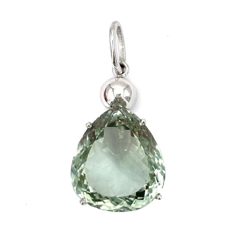 Ciondolo acquamarina verde, oro bianco; 7.4 gr