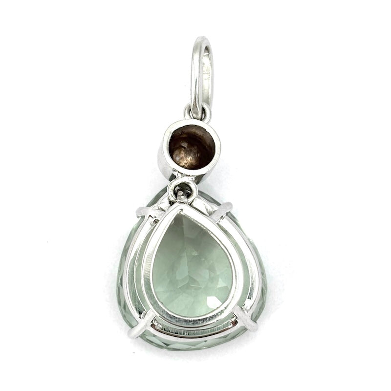 Ciondolo acquamarina verde, oro bianco; 7.4 gr