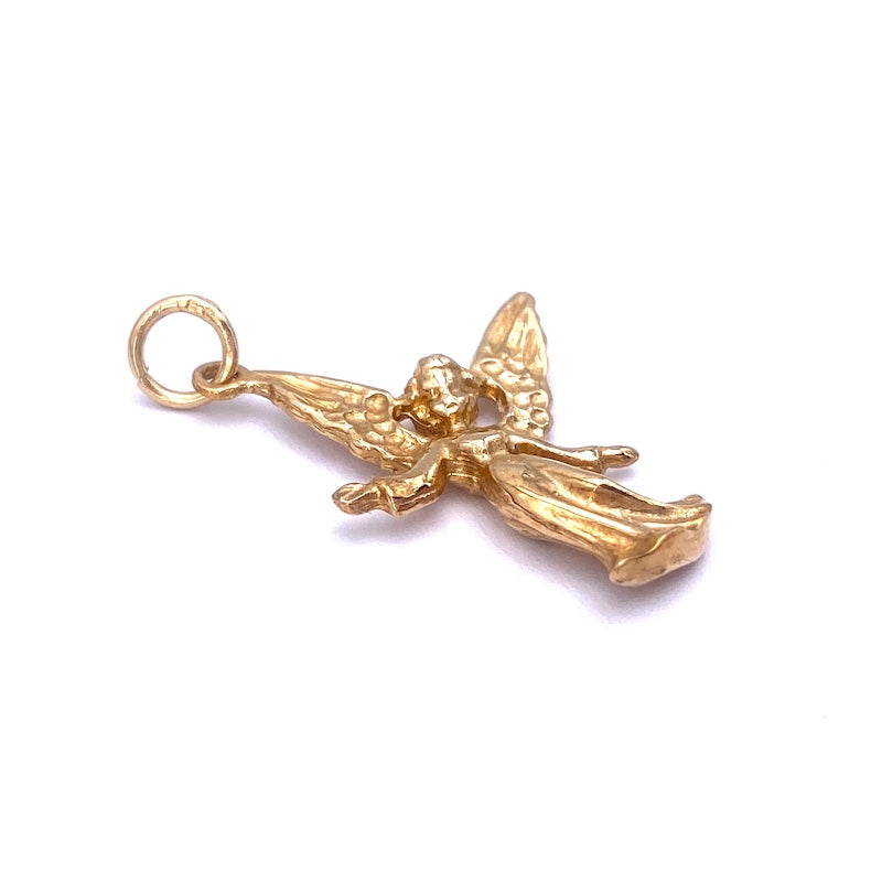 Ciondolo angelo charm inglese vintage da collezione, oro; 2.76 gr