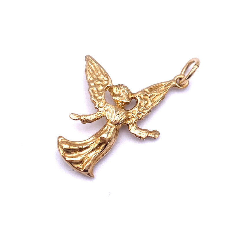 Ciondolo angelo charm inglese vintage da collezione, oro; 2.76 gr