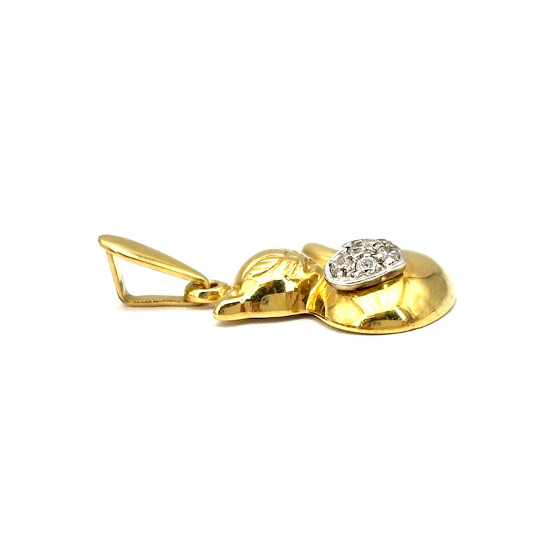 Ciondolo charm gatto oro giallo 18 kt e zirconi; 2.33 gr