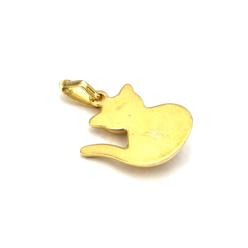 Ciondolo charm gatto oro giallo 18 kt e zirconi; 2.33 gr