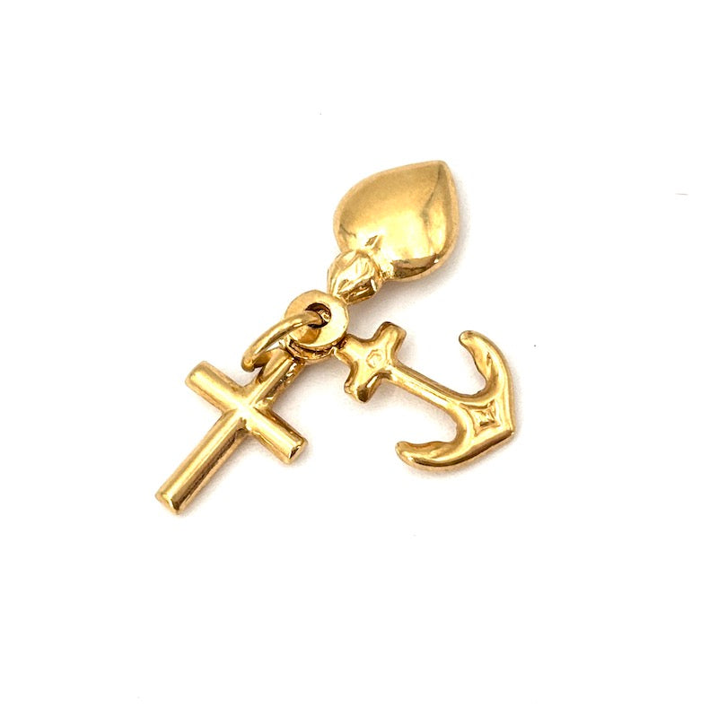 Ciondolo charm tre virtù teologali, oro giallo 18 kt; 1.32 gr