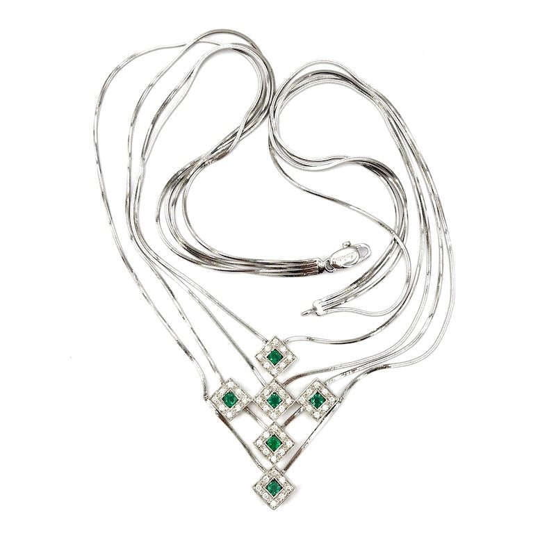 Ciondolo croce Salvini, mod. Amistad, smeraldi, brillanti e oro; 19.86 gr