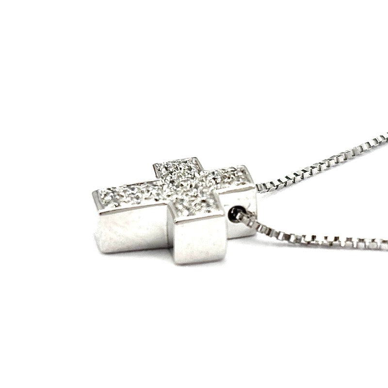 Ciondolo croce Salvini oro bianco e brillanti; 4.07 gr