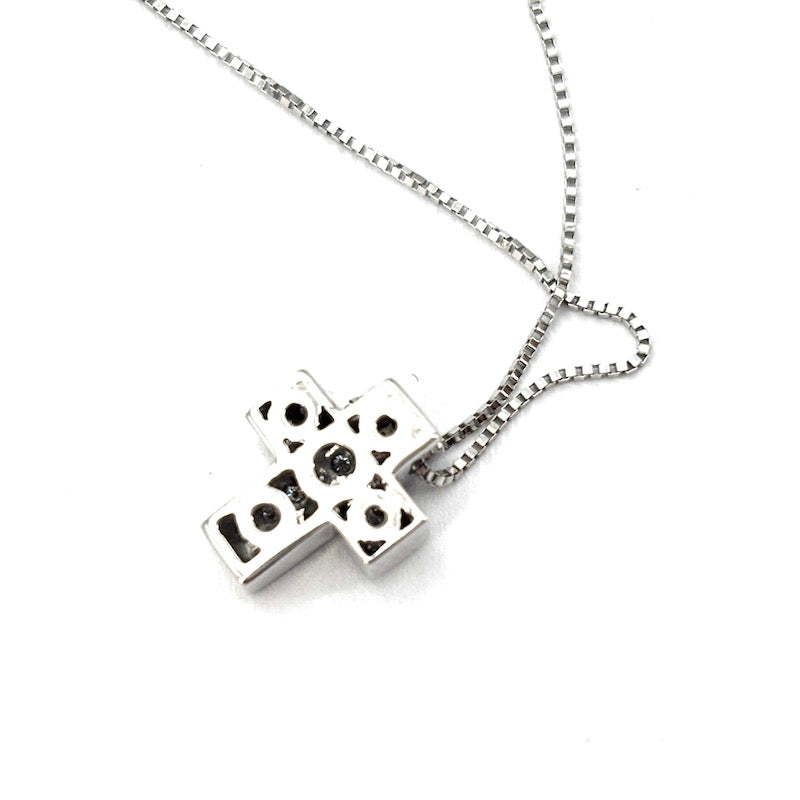 Ciondolo croce Salvini oro bianco e brillanti; 4.07 gr