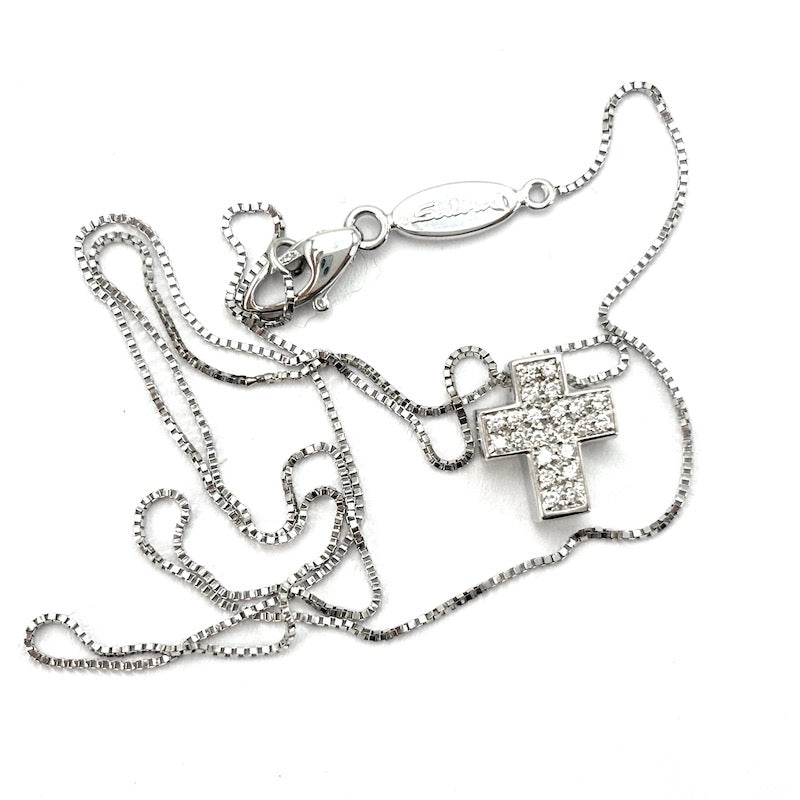 Ciondolo croce Salvini oro bianco e brillanti; 4.07 gr