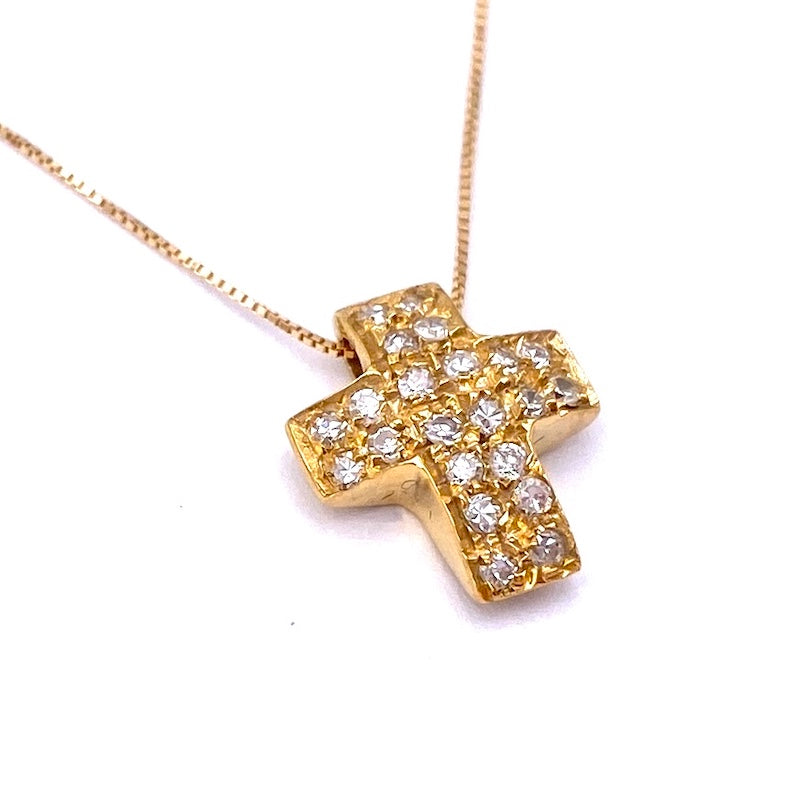Ciondolo croce diamanti e oro giallo - 0.20 ct; 1.70 gr