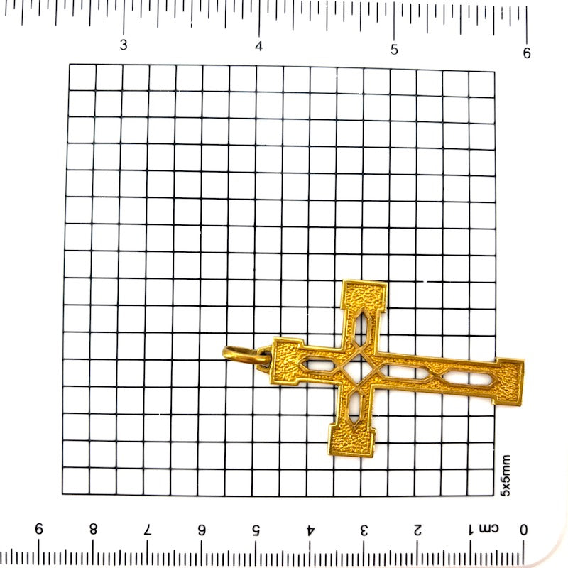 Ciondolo croce uomo in oro giallo - 5.7 cm x 3.2 cm; 8.41 gr